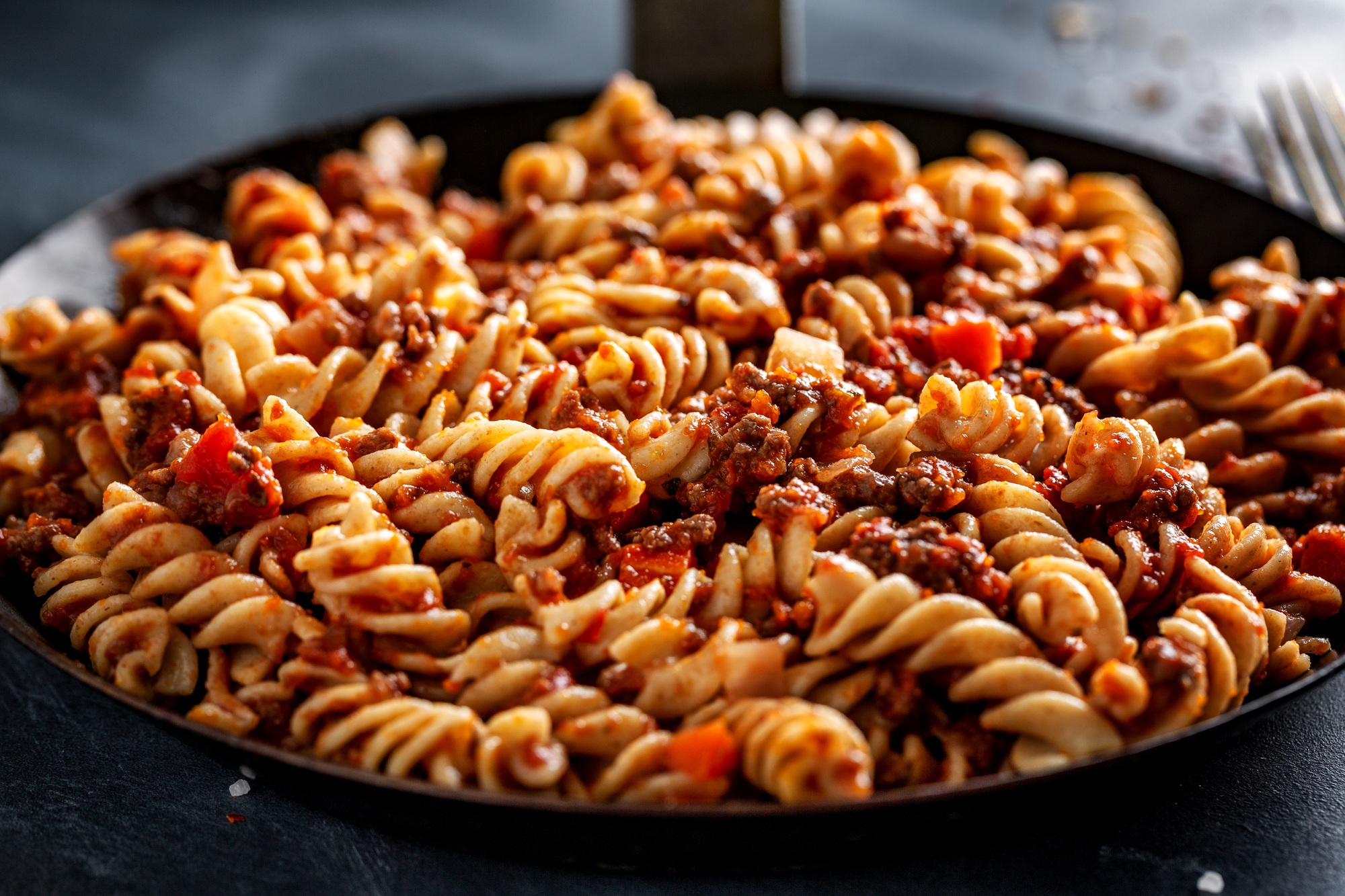 Pasta with minced meat and vegetables